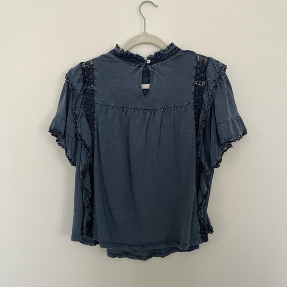 Free People Blue Smocked top size medium - Picture 3 of 5